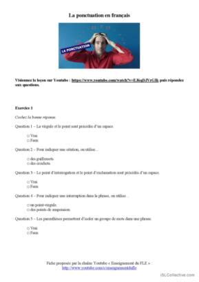 Ponctuation Fran Ais Fle Fiches Pedagogiques Pdf Doc