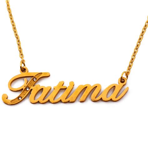 Fatima Name Necklace Italic Personalized Jewellery Gold Silver Tone