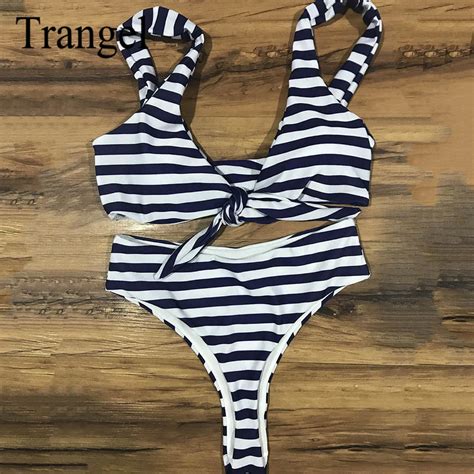 Trangel 2018 Sexy Bikini Women High Waist Swimwear Striped Biquini Bathing Suit Swimsuit Vintage
