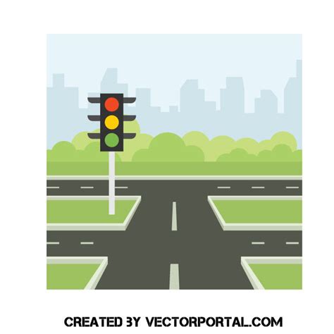 Intersection With Traffic Lights Royalty Free Stock Svg Vector And Clip Art