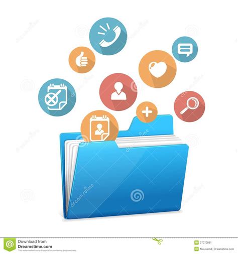 Yellow File Folder Icon And Flat Icons Stock Vector