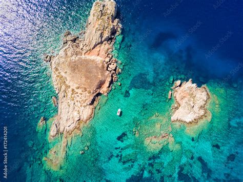 Luftaufnahme Der Insel Pothitos Im Saronischen Golf Bei Athen