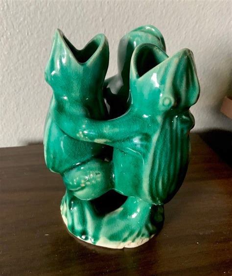 Vintage 3 Frogs Dancing Hugging Singing Vase Unique Good Luck Etsy In