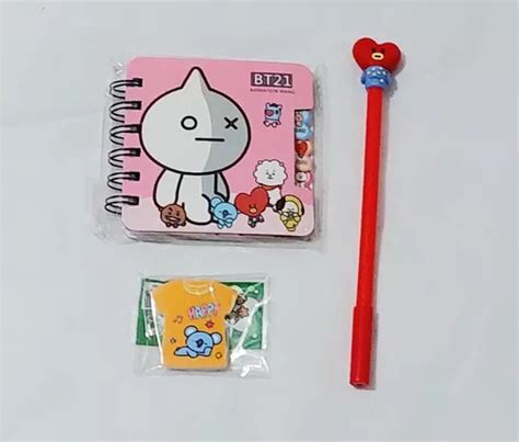 Kit Bts Bt21 Libretitaplumagoma Borrador Papelería Kawaii Mercadolibre