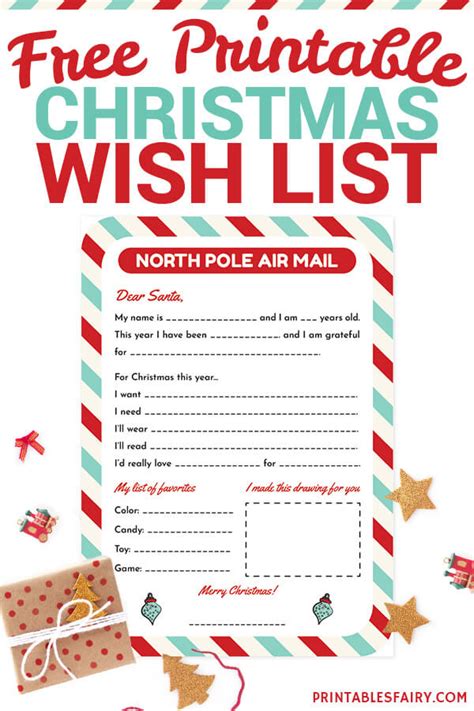 6 Best Free Printable Christmas Wish List Printablee Com Riset
