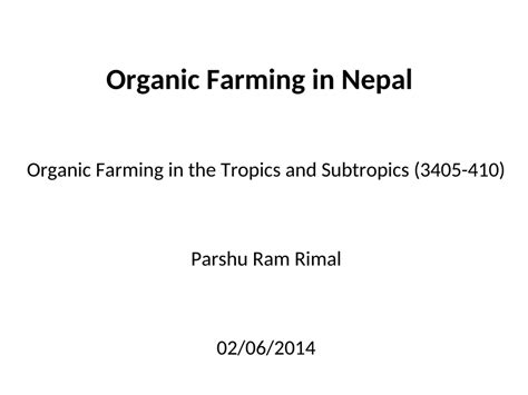 Pdf Organic Farming In Nepal