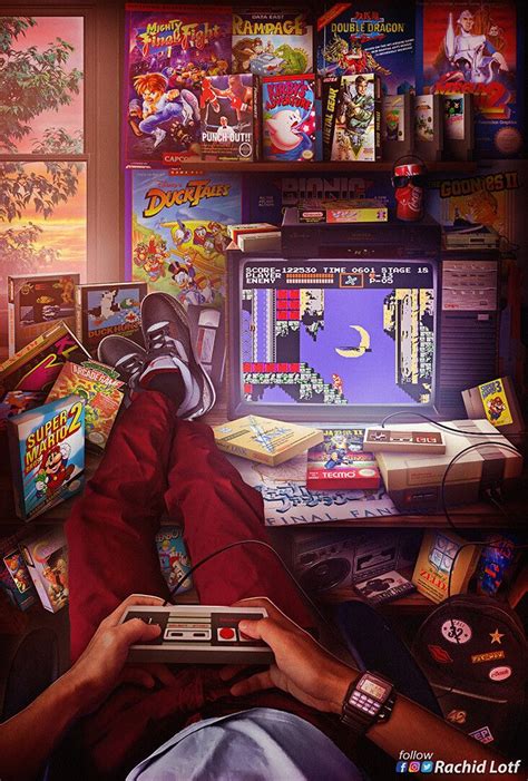 A Painting Of A Person Holding A Nintendo Game Controller In Front Of A