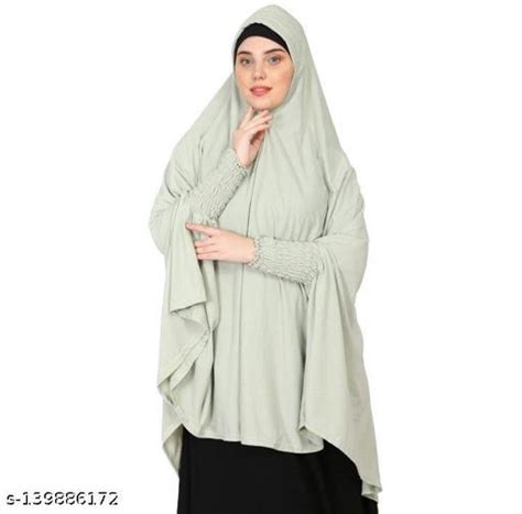 Nazneen Stretchable Jeresy Smoking At Sleeve Jilbab Cum Prayer Khimar