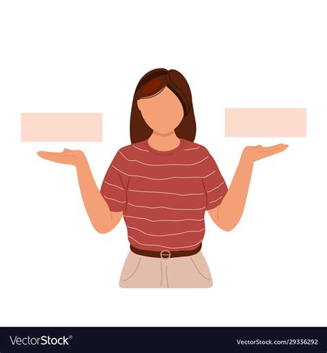 Woman Choosing Between Two Options Royalty Free Vector Image