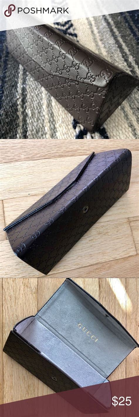 Authentic Gucci Eyeglasses Case In Brown Leather Gucci Eyeglasses