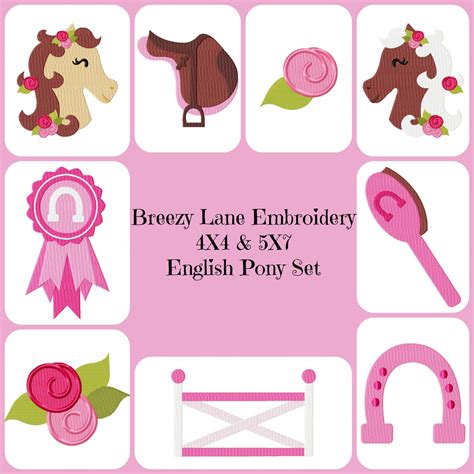 English Pony 4x4 And 5x7 Set Embroidery Design Sets Spring Embroidery