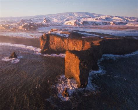 Dyrhlaey Cliffs At Sunset Iceland Aerial Photography Michael
