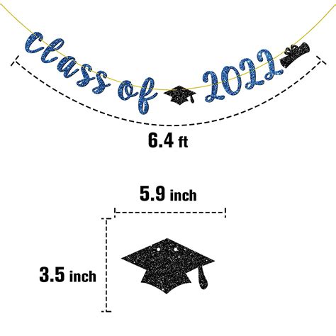 Tenhaisi Glittery Blue Class Of 2022 Banner Congrats 2022 Grad Bunting