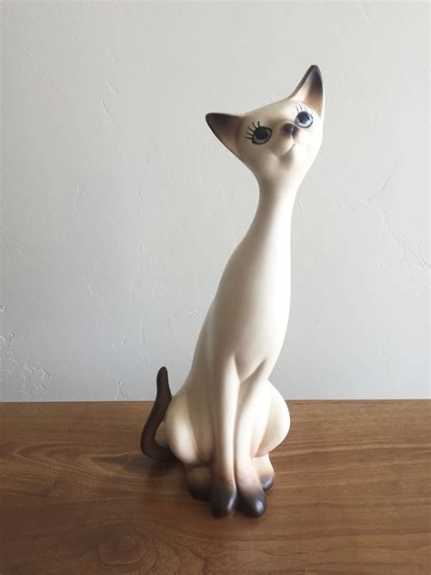 Vintage Siamese Cat Figurine Napcoware Mid Century Tall Kitty