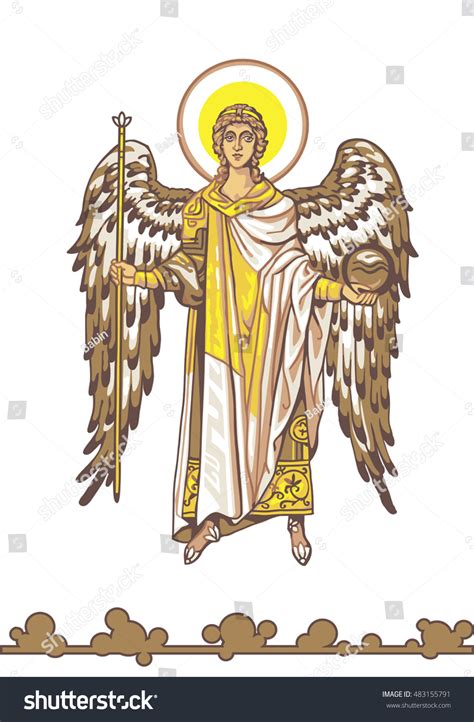 Archangel Gabriel Byzantine Style On White Stock Vector Royalty Free