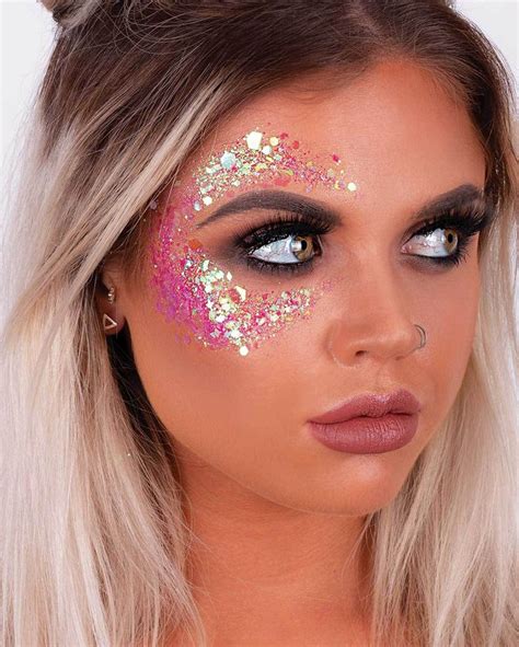 Iridescent Pink Chunky Glitter Pink Glitter Makeup Festival Makeup