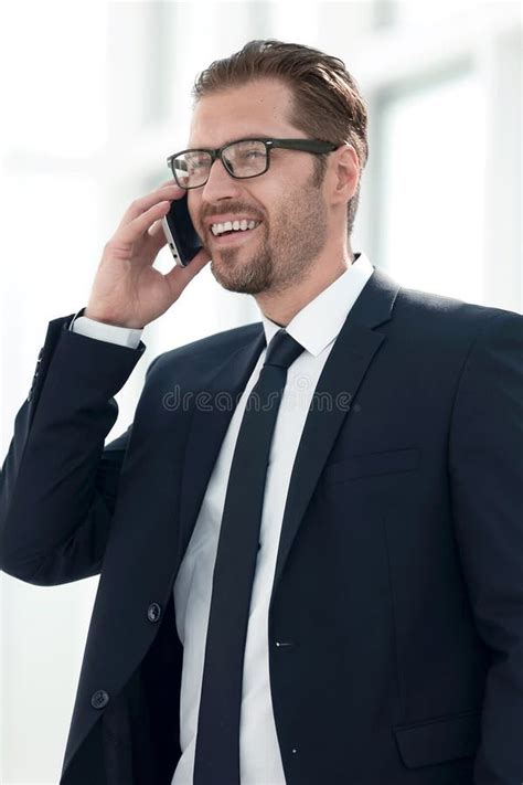 Confident Businessman Talking On Mobile Phone Stock Photo Image Of