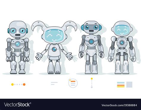 Futuristic Android Robot Characters Artificial Vector Image