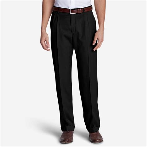 Mens Relaxed Fit Pleated Front Wool Gabardine Trousers Eddie Bauer