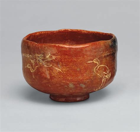 Tea Bowl With Cranes By Raku Ryōnyū Ts Of Japanese And Korean Art