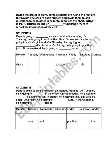 English Worksheets Going To Oral Practice