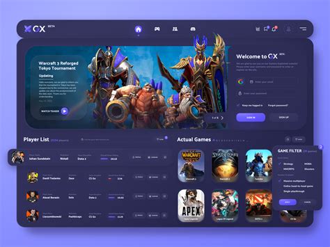 Gx Gaming Platform Home Page By Lev Modeon For Neomodeon Studio On