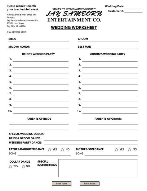 20 Best Images Of Simple Wedding Planning Worksheets Wedding Planning