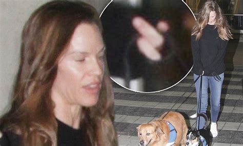 Hilary Swank Goes Make Up Free And Hides Her Engagement Ring In