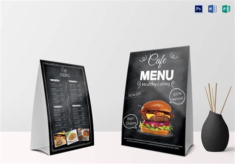 Black Cafe Menu Table Tent Design Template In Psd Word