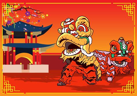 Lion Dance Chinese New Year Design 129208 Vector Art At Vecteezy