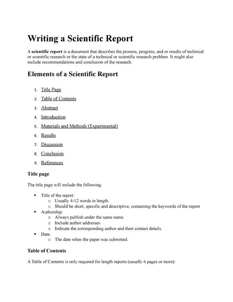 Scientific Report Writing Writing A Scientific Report A Scientific