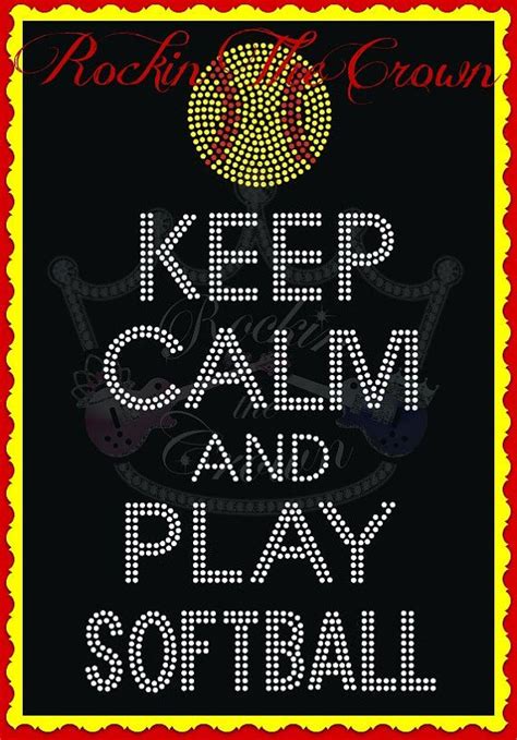 Softball Rhinestonetransfer Softball Bling Keep Calm And Play