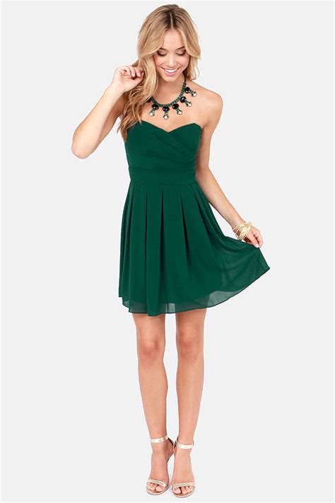 Tfnc Elida Dress Strapless Dress Green Dress 7500