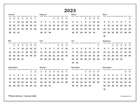 Kalender 2023 Om Af Te Drukken “32zz” Michel Zbinden Nl