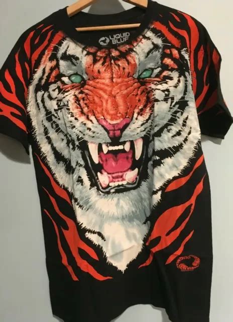 Liquid Blue Tiger T Shirt L Xl 2xl All Over Print Aop Bengal Big Cat