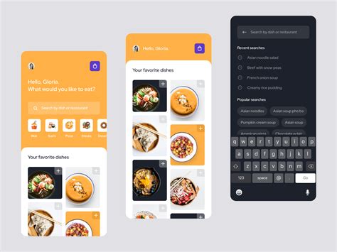 Home screen and Search, Food Delivery App by Julia for Mentalstack on ...