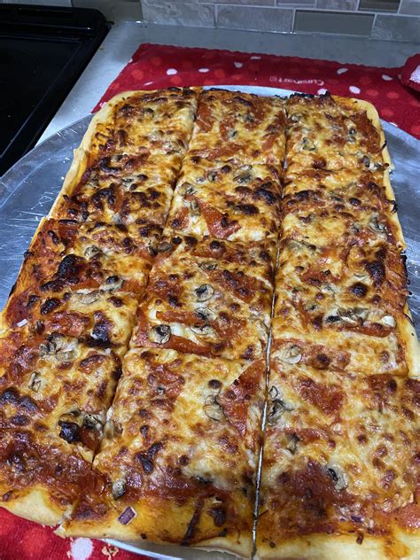 Homemade Thin Crust Pizza Supreme With Onion Fresh Garlic Pepperoni