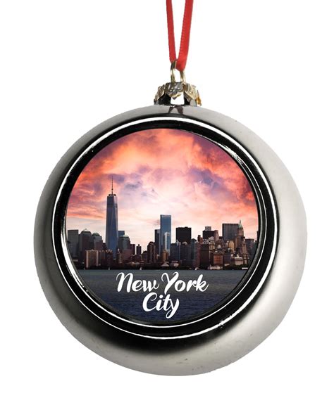 Silver Bauble Ball Ornaments Nyc New York City Ornaments Sunset