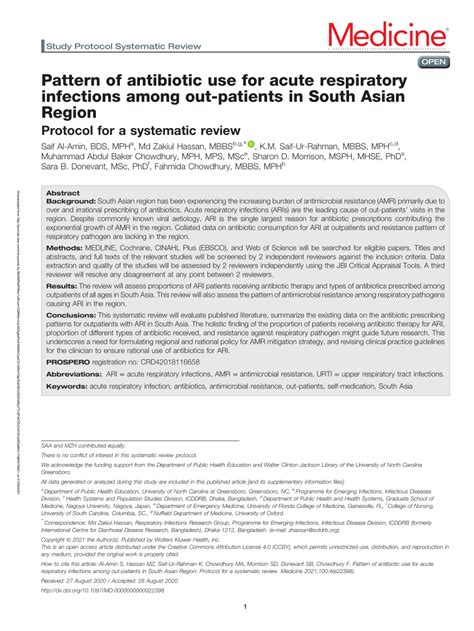 Pdf Pattern Of Antibiotic Use For Acute Respiratory Infections Among