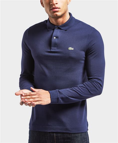 Lyst Lacoste Slim Fit Long Sleeve Polo Shirt In Blue For Men