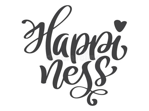 Happiness Word On White Background Hand Drawn Calligraphy Lettering