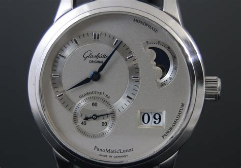 Glashutte Original Panomatic Lunar Watch Silver Dial 47 Jewel German