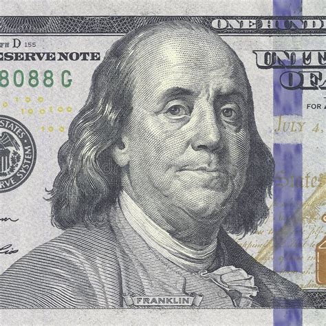 Benjamin Franklin Macro From New One Hundred Dollars Bill Stock Image