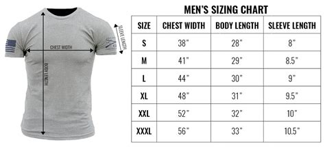 Standard Size Chart For Men