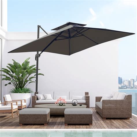 Buy Outsunny 3 X 3 M Garden Cantilever Roma Parasol With Crank And