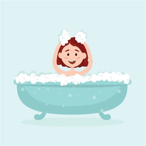 Niña Feliz Bañándose En Una Bañera Con Burbujas 2407321 Vector En Vecteezy