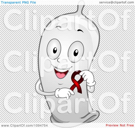 Clipart Happy Condom Holding A Red Awareness Ribbon Royalty Free Vector Illustration By Bnp