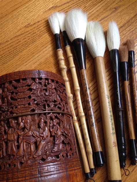 Calligraphy Brushes And Bamboo Brush Pot By Norma K