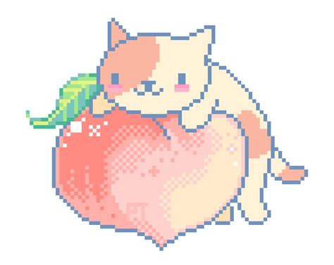 Pretty Transparents Peaches On A Peach Neko Atsume Anime Pixel Art