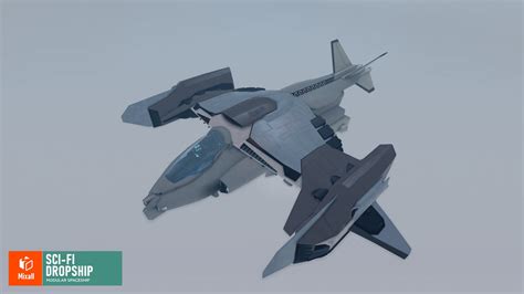 Sci Fi Dropship Modular Spaceship 3d Model Cgtrader